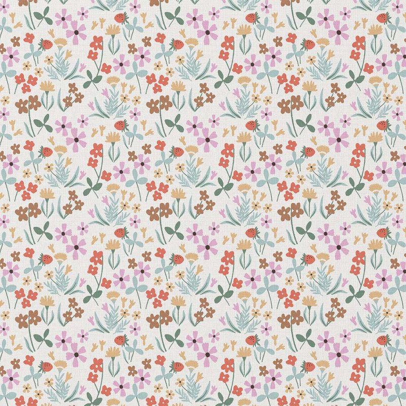 Algodón estampado MATHILDE Crudo / Rojo